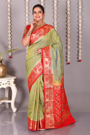 Light Green Blended Kanjivaram Silk Saree - Keya Seth Exclusive