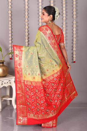 Light Green Blended Kanjivaram Silk Saree - Keya Seth Exclusive