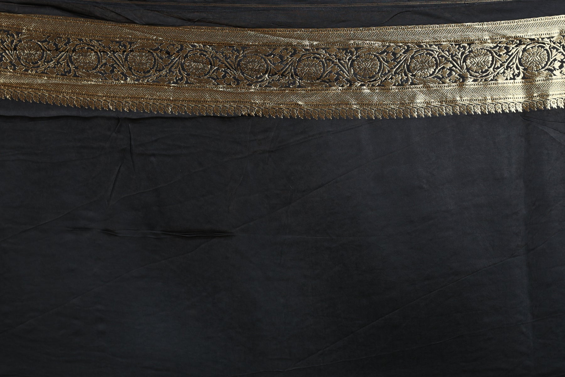 Black Blended Satin Silk Saree