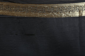 Black Blended Satin Silk Saree