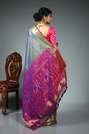 Dual Tone Green Blended Silk Saree
