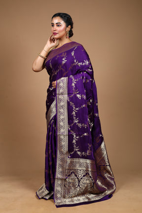Purple Blended Satin Silk Saree