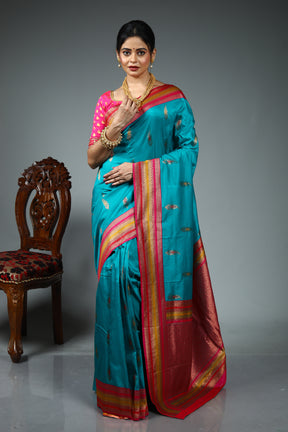 Green Dual Tone Blended Silk Saree