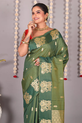 Green Blended Mashru Silk Saree - Keya Seth Exclusive