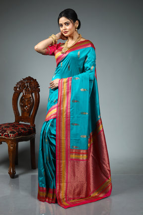 Green Dual Tone Blended Silk Saree