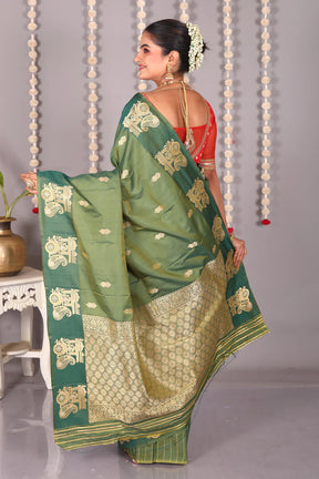 Green Blended Mashru Silk Saree - Keya Seth Exclusive