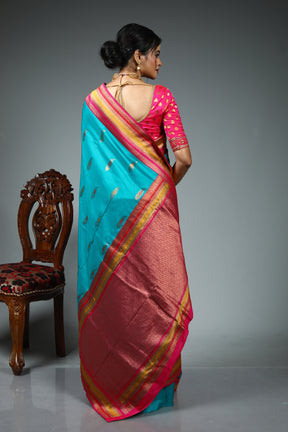 Green Dual Tone Blended Silk Saree