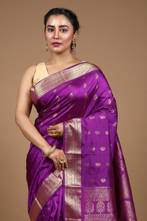Violet Pure Kanjivaram Silk Saree