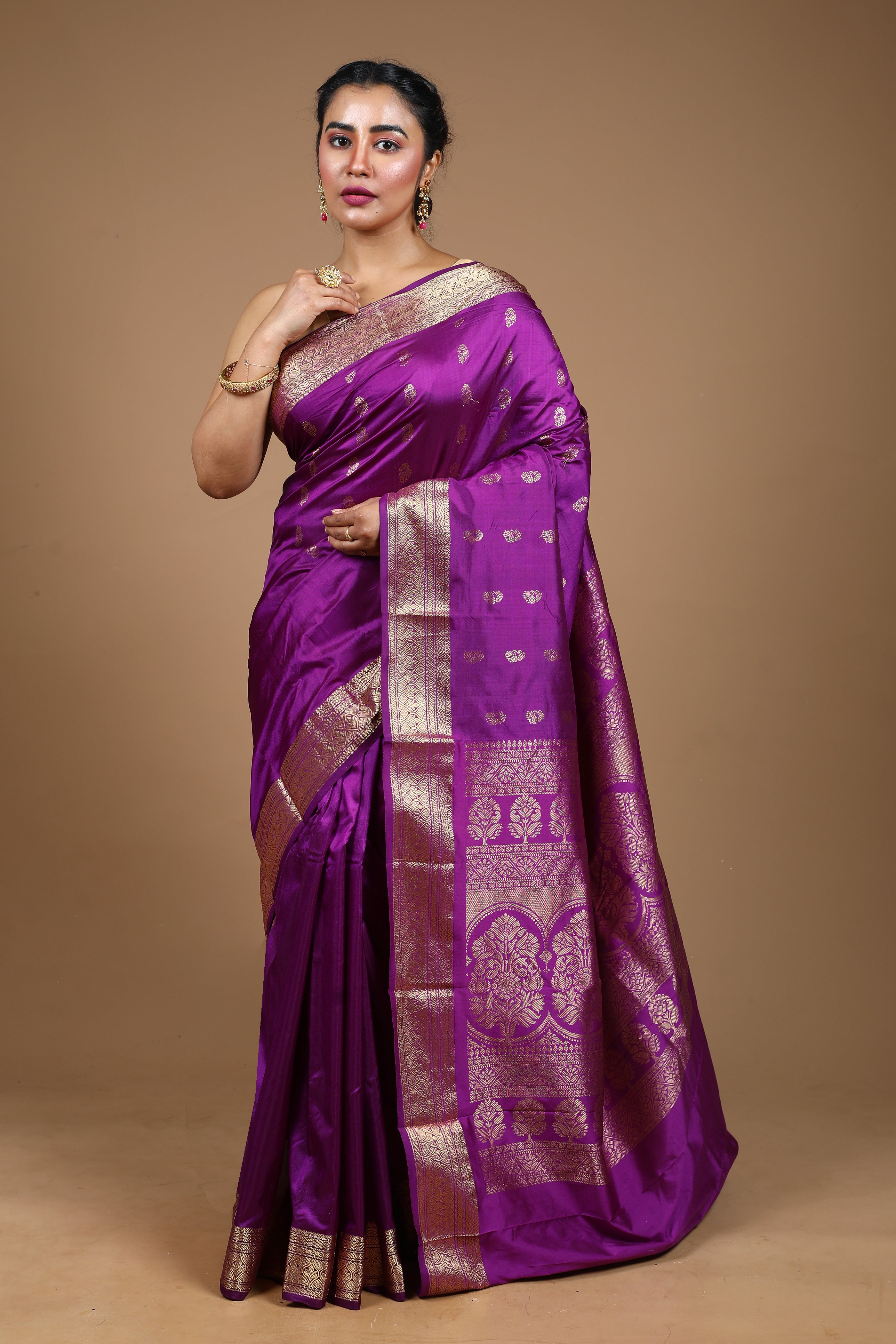 Violet Pure Kanjivaram Silk Saree