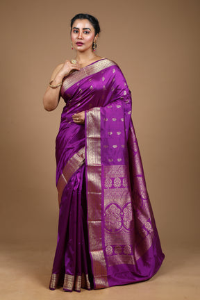 Violet Pure Kanjivaram Silk Saree