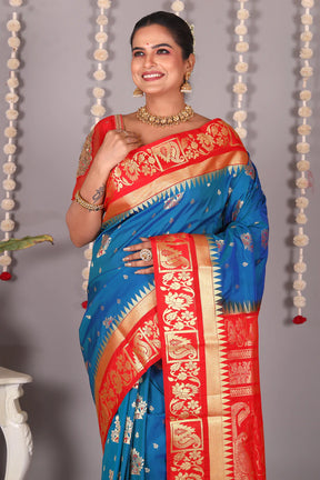 Blue Blended Kanjivaram Silk Saree - Keya Seth Exclusive