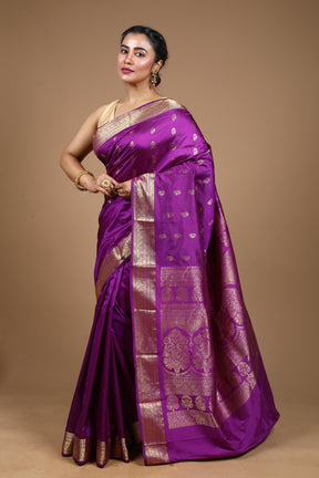 Violet Pure Kanjivaram Silk Saree