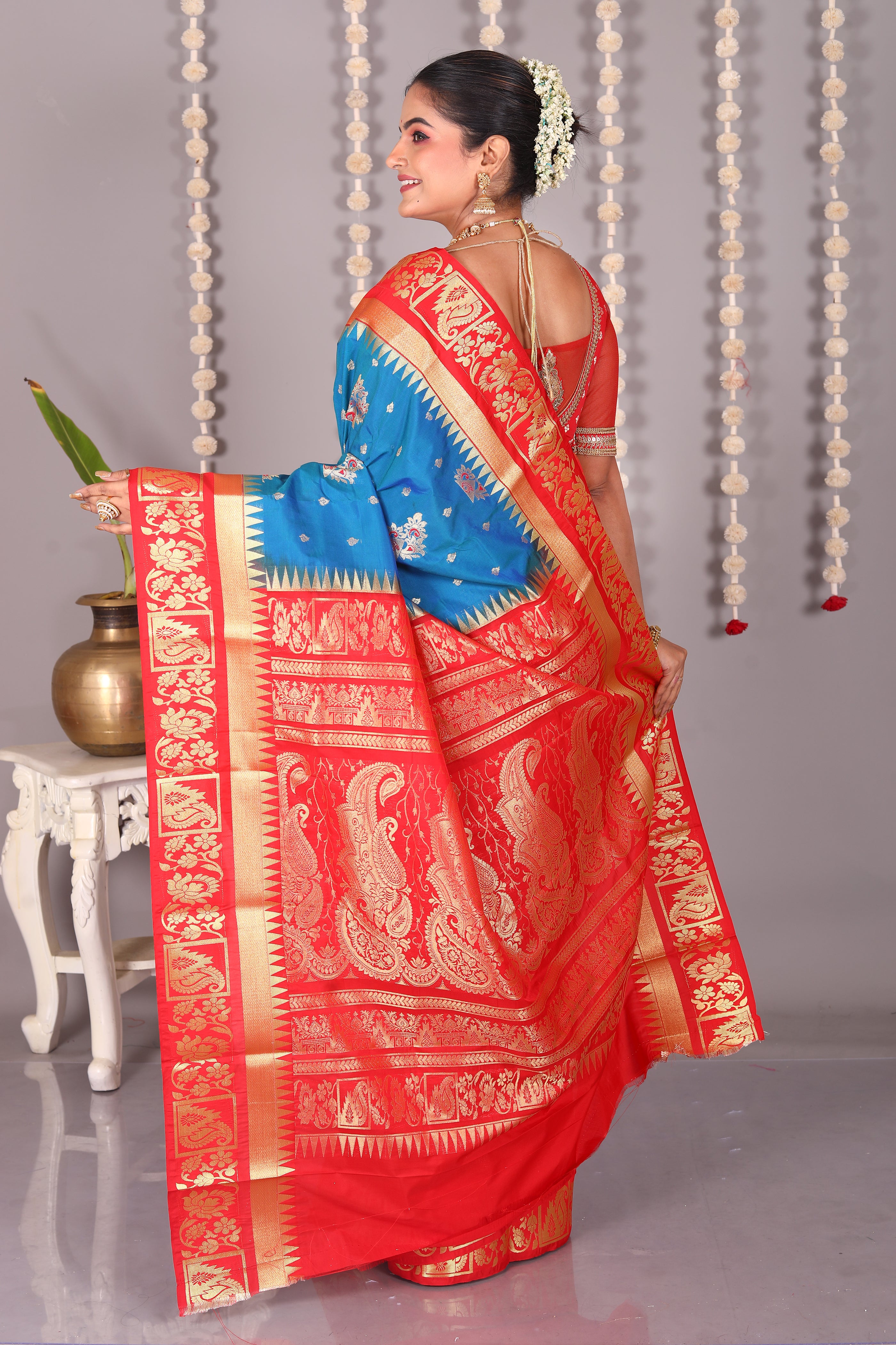 Blue Blended Kanjivaram Silk Saree - Keya Seth Exclusive