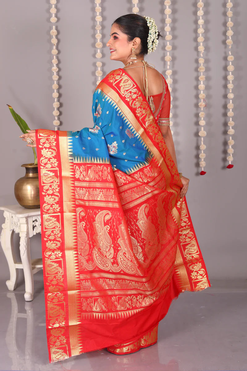 Blue Blended Kanjivaram Silk Saree - Keya Seth Exclusive