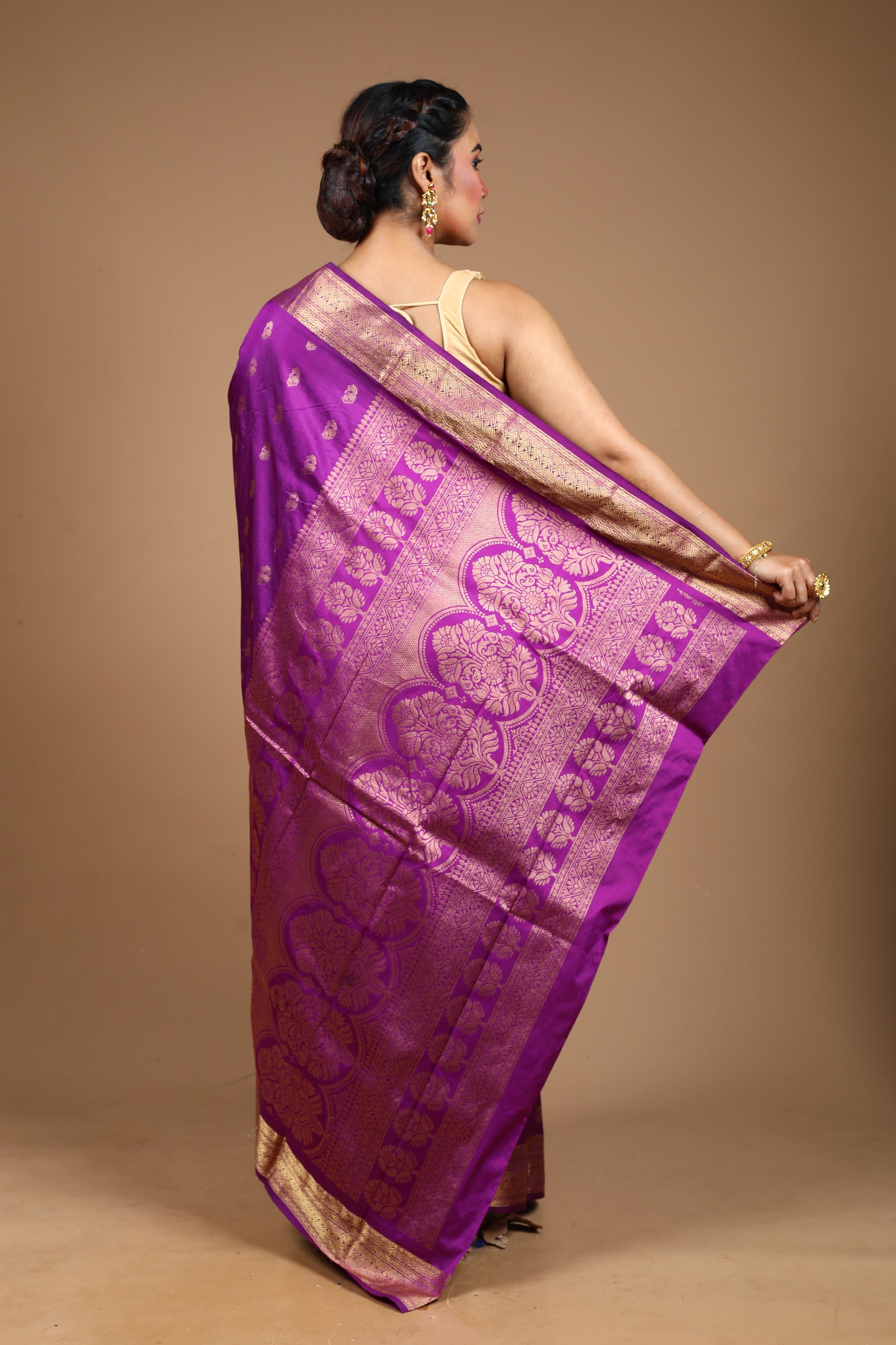 Violet Pure Kanjivaram Silk Saree