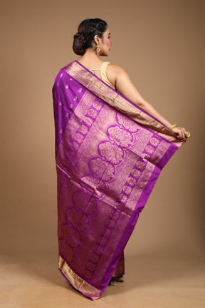 Violet Pure Kanjivaram Silk Saree