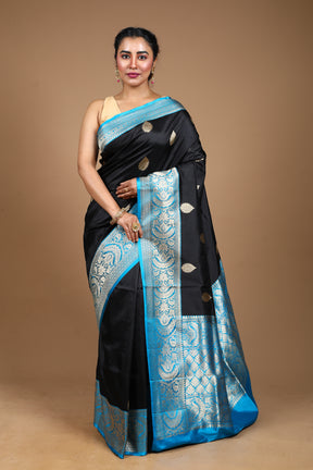 Black Pure Katan Silk Saree