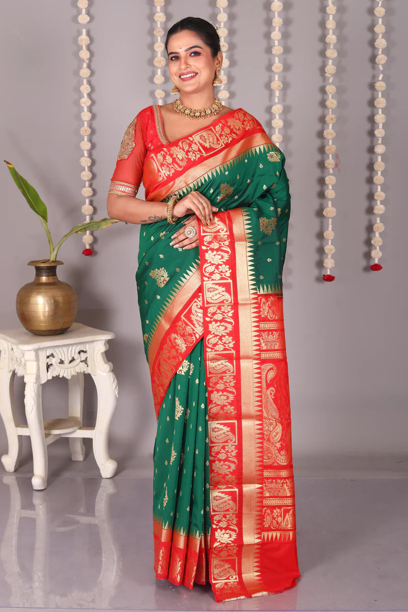 Green Blended Kanjivaram Silk Saree - Keya Seth Exclusive