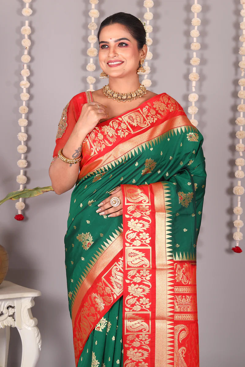 Green Blended Kanjivaram Silk Saree - Keya Seth Exclusive