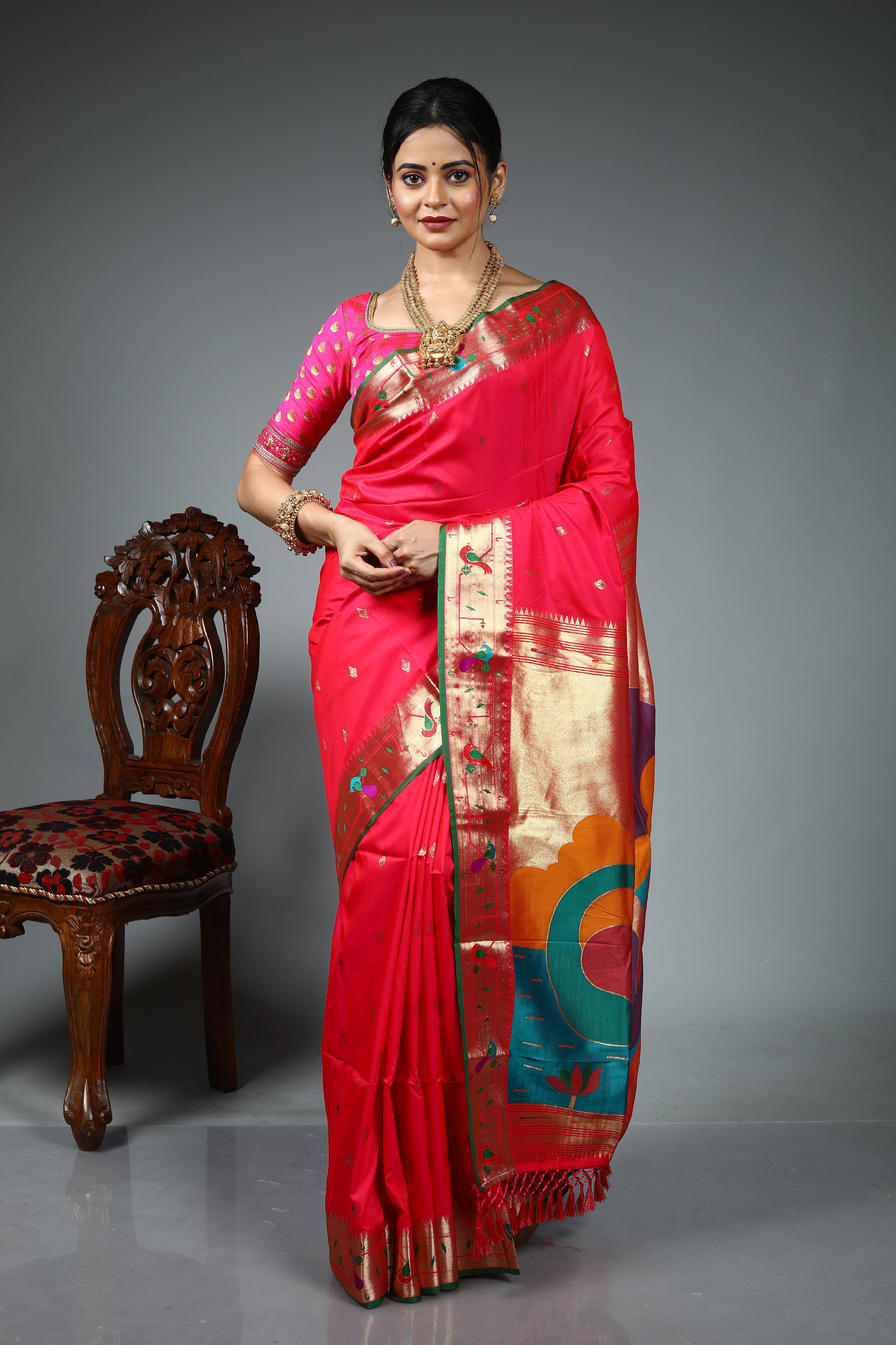 Pink Blended Paithani Silk Saree