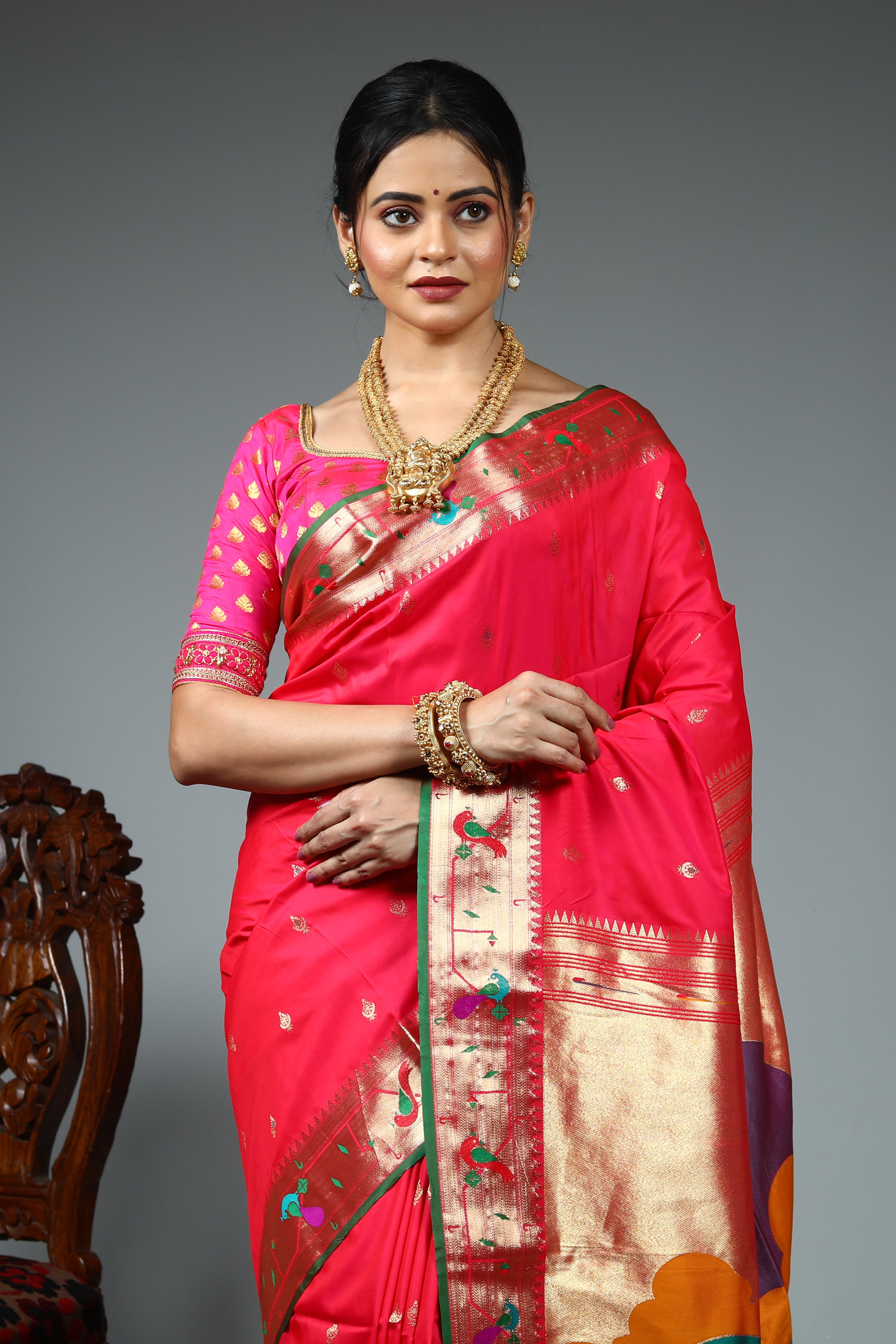 Pink Blended Paithani Silk Saree