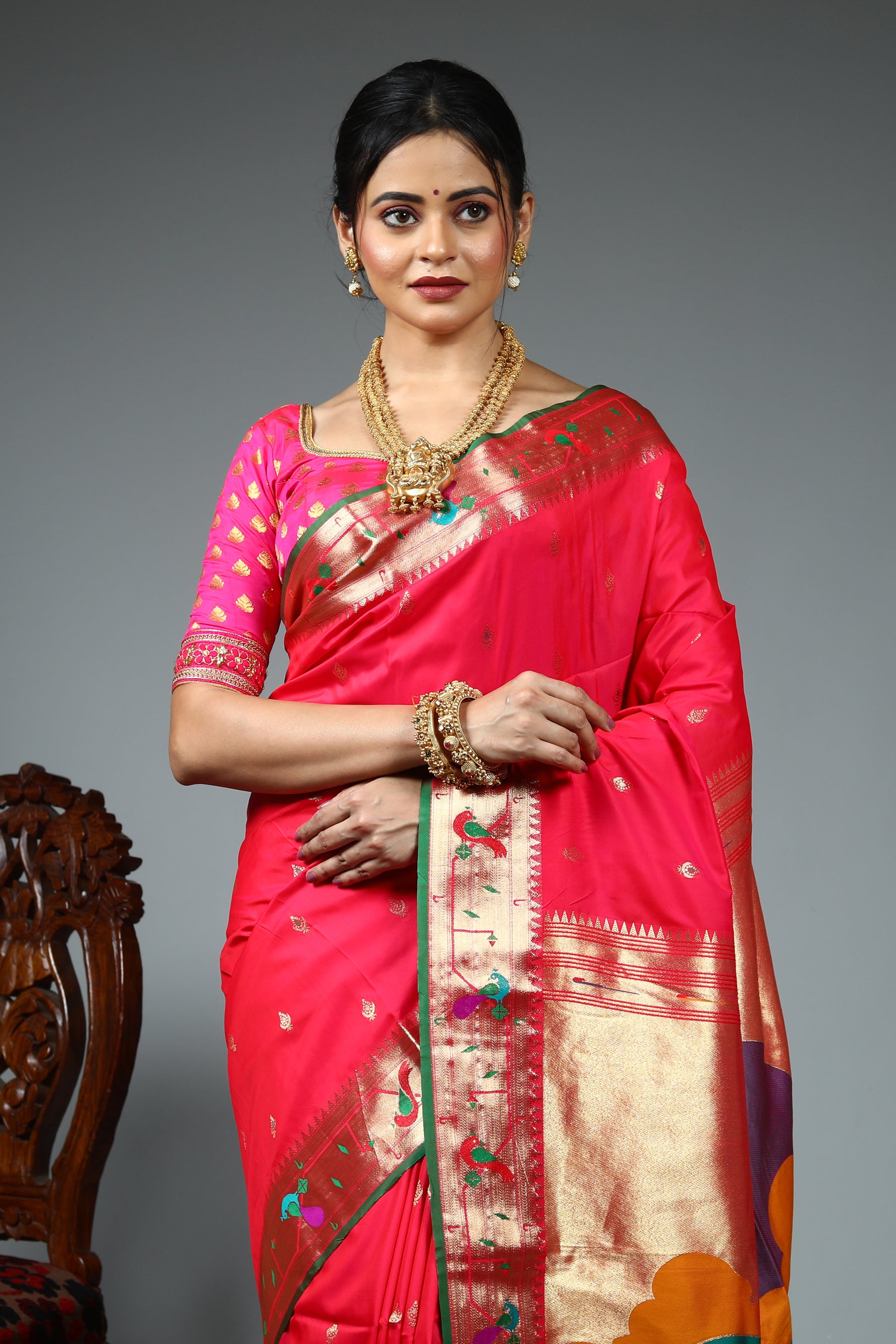Pink Blended Paithani Silk Saree