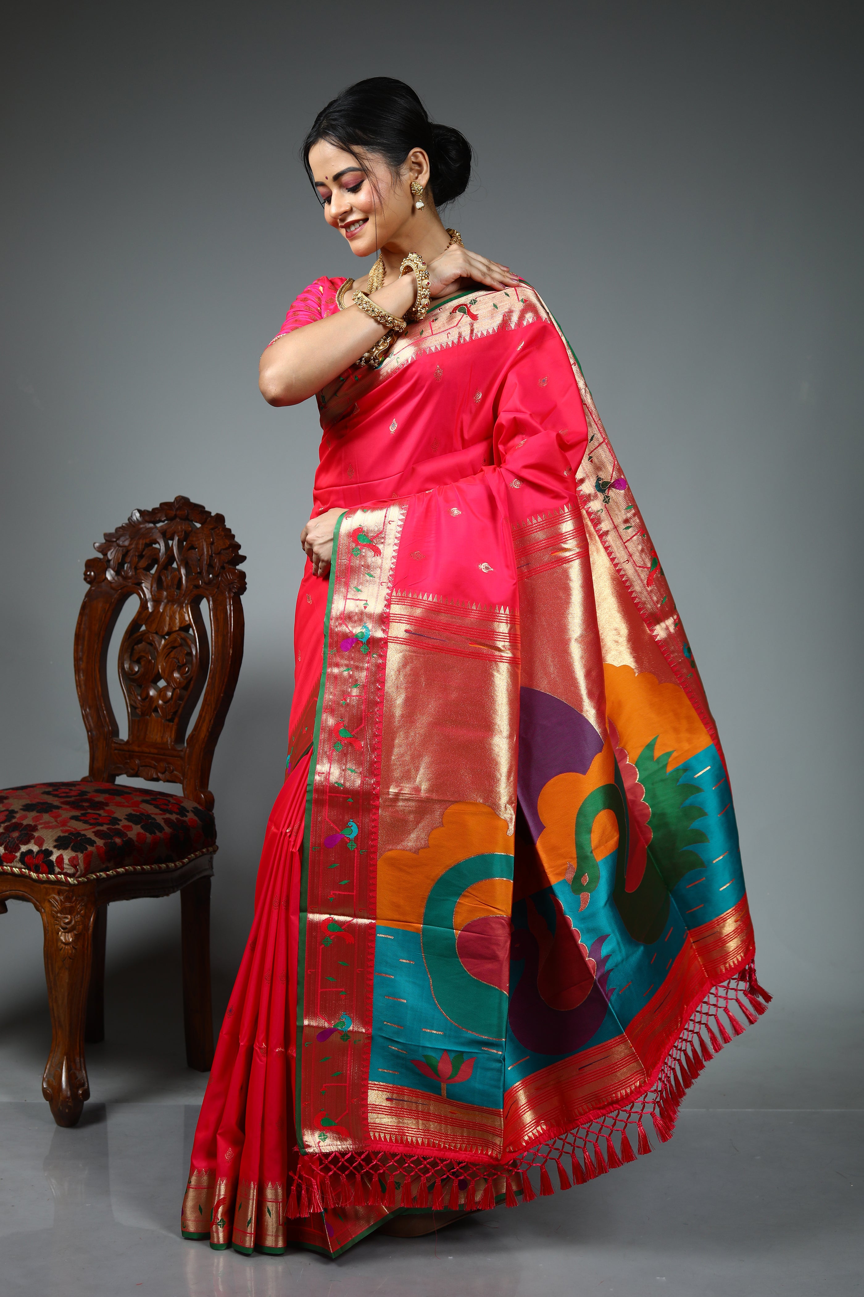Pink Blended Paithani Silk Saree