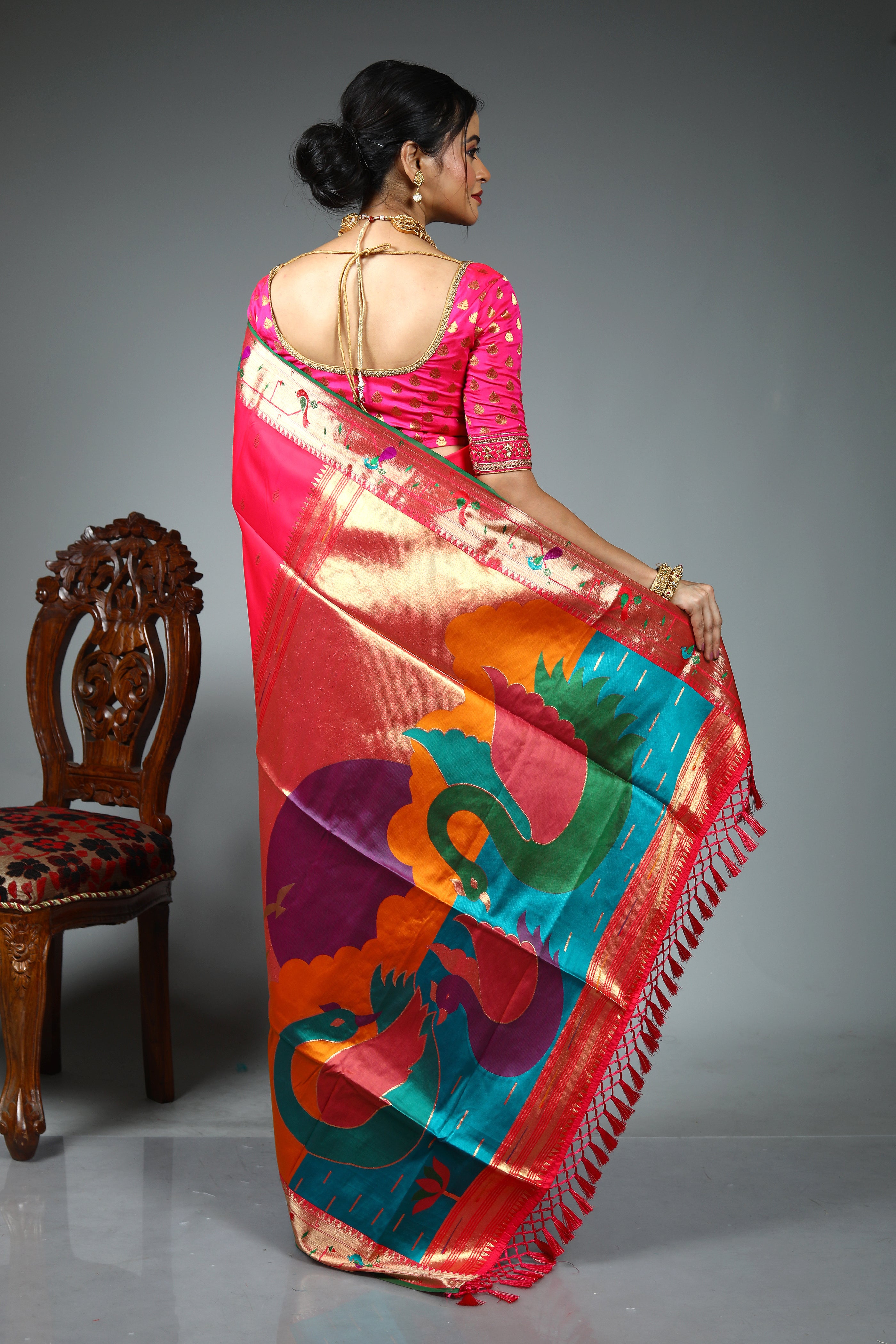 Pink Blended Paithani Silk Saree