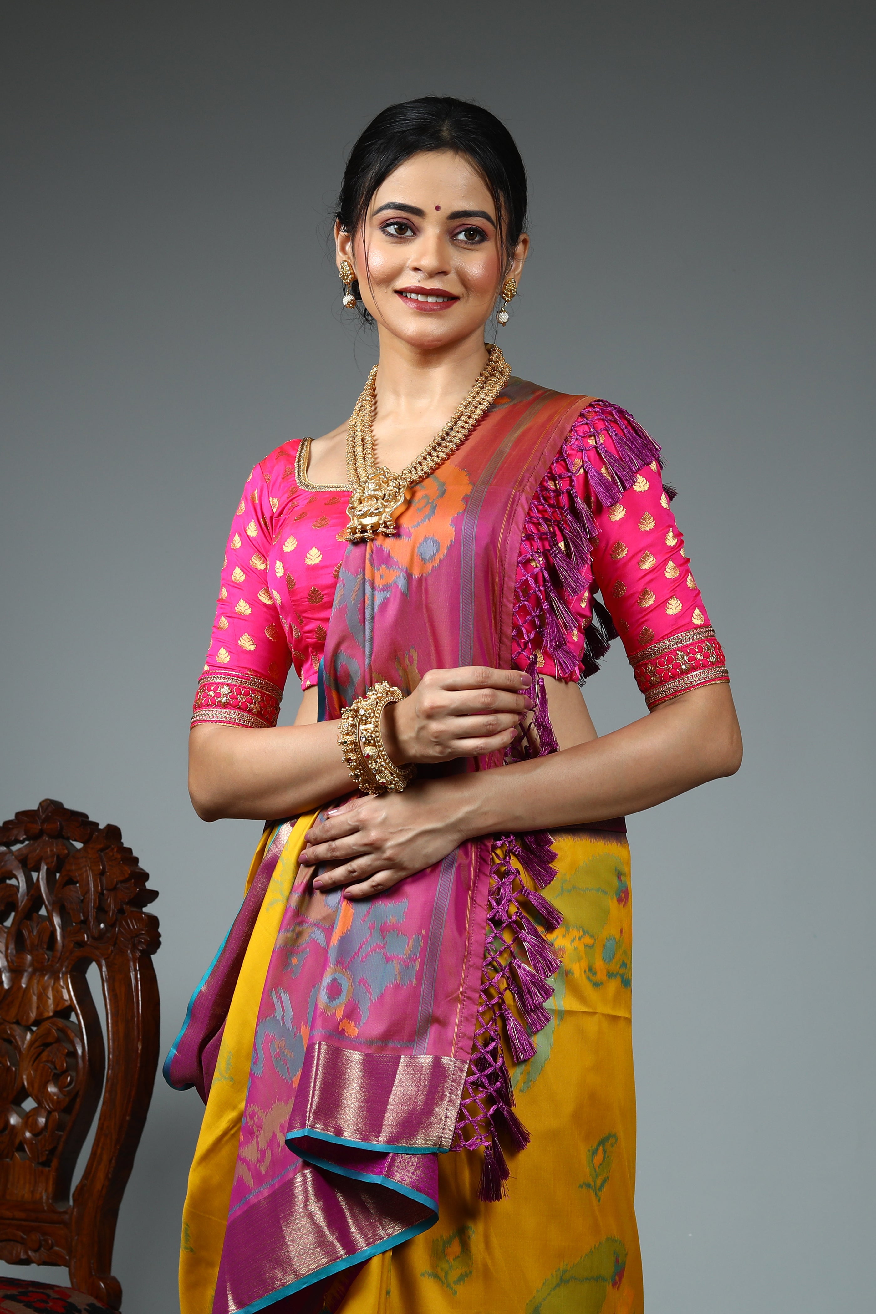 Olive Green Blended Katan Silk Saree