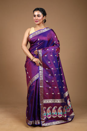 Purple Pure Katan Silk Saree