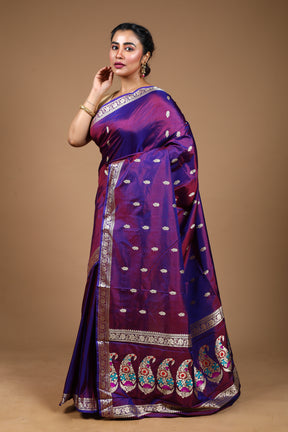Purple Pure Katan Silk Saree