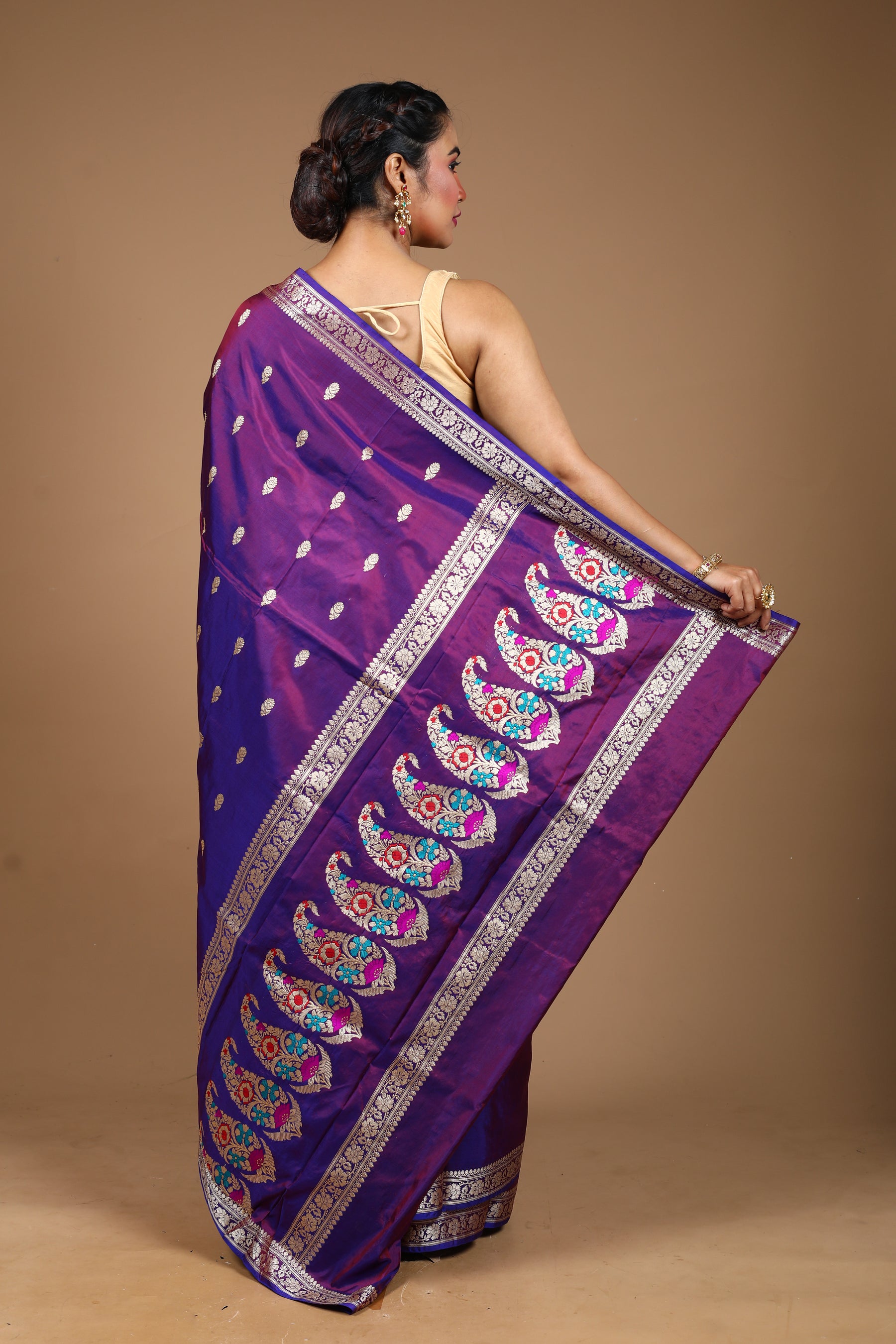 Purple Pure Katan Silk Saree
