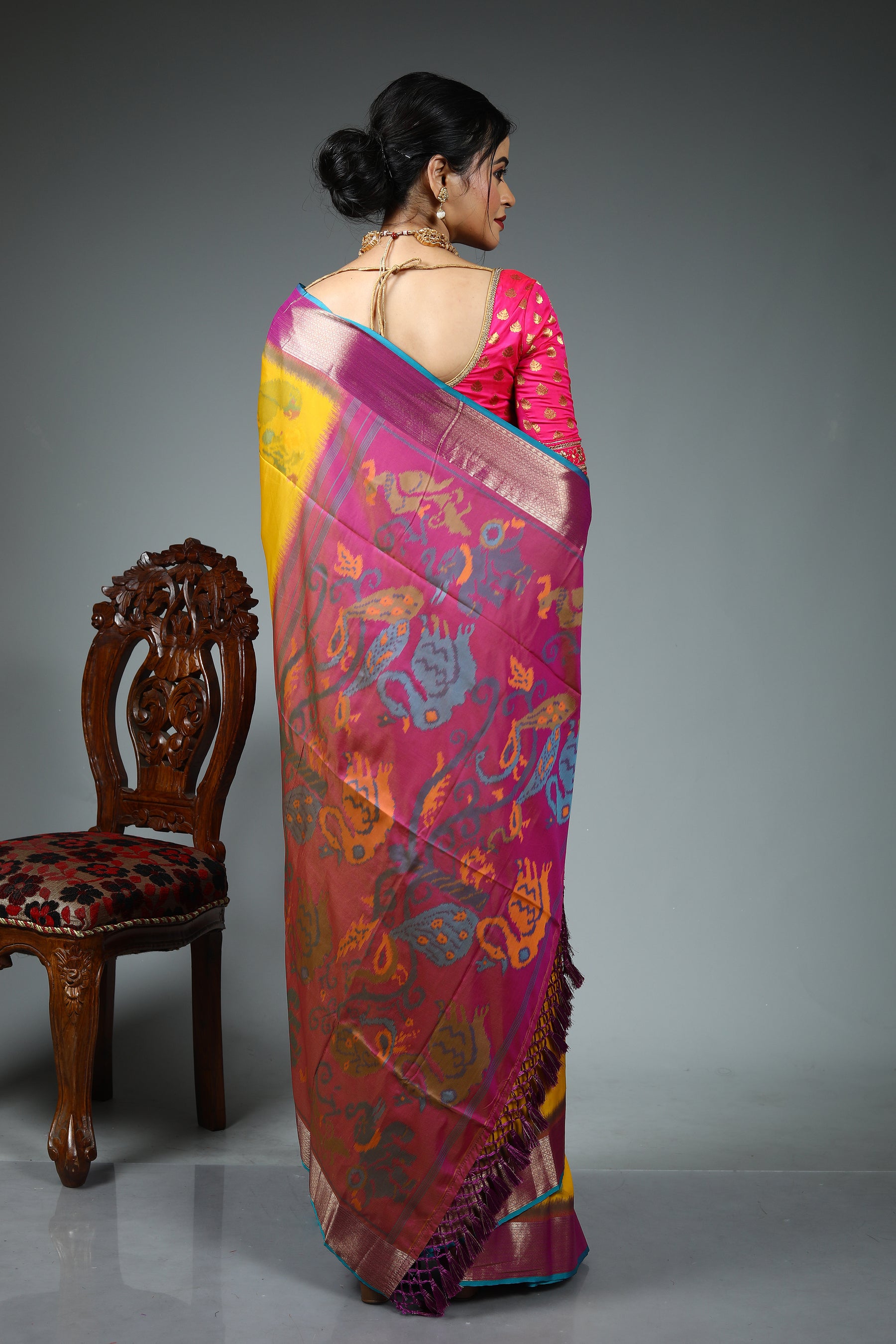 Olive Green Blended Katan Silk Saree
