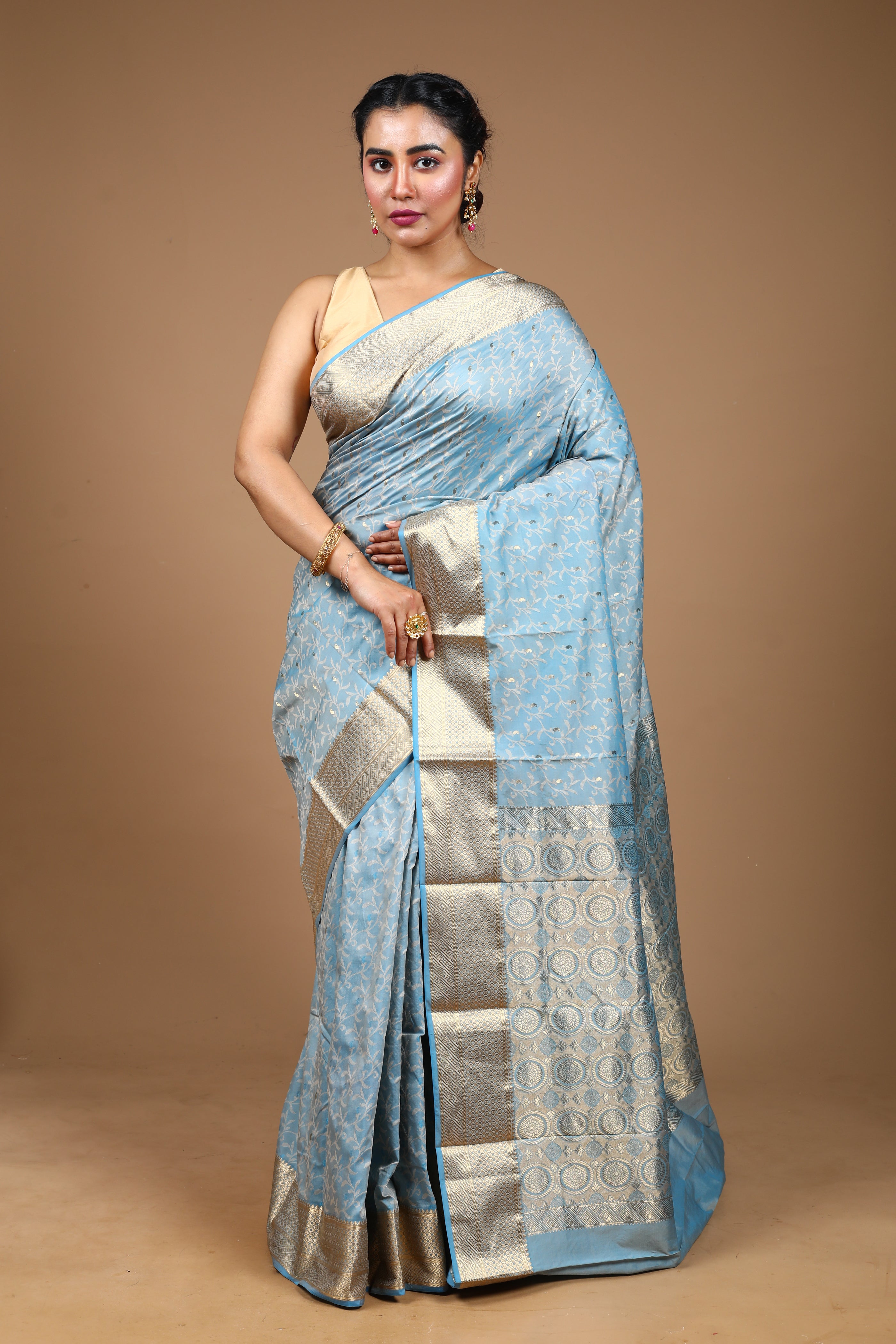 Light Blue Pure Kanjivaram Silk Saree