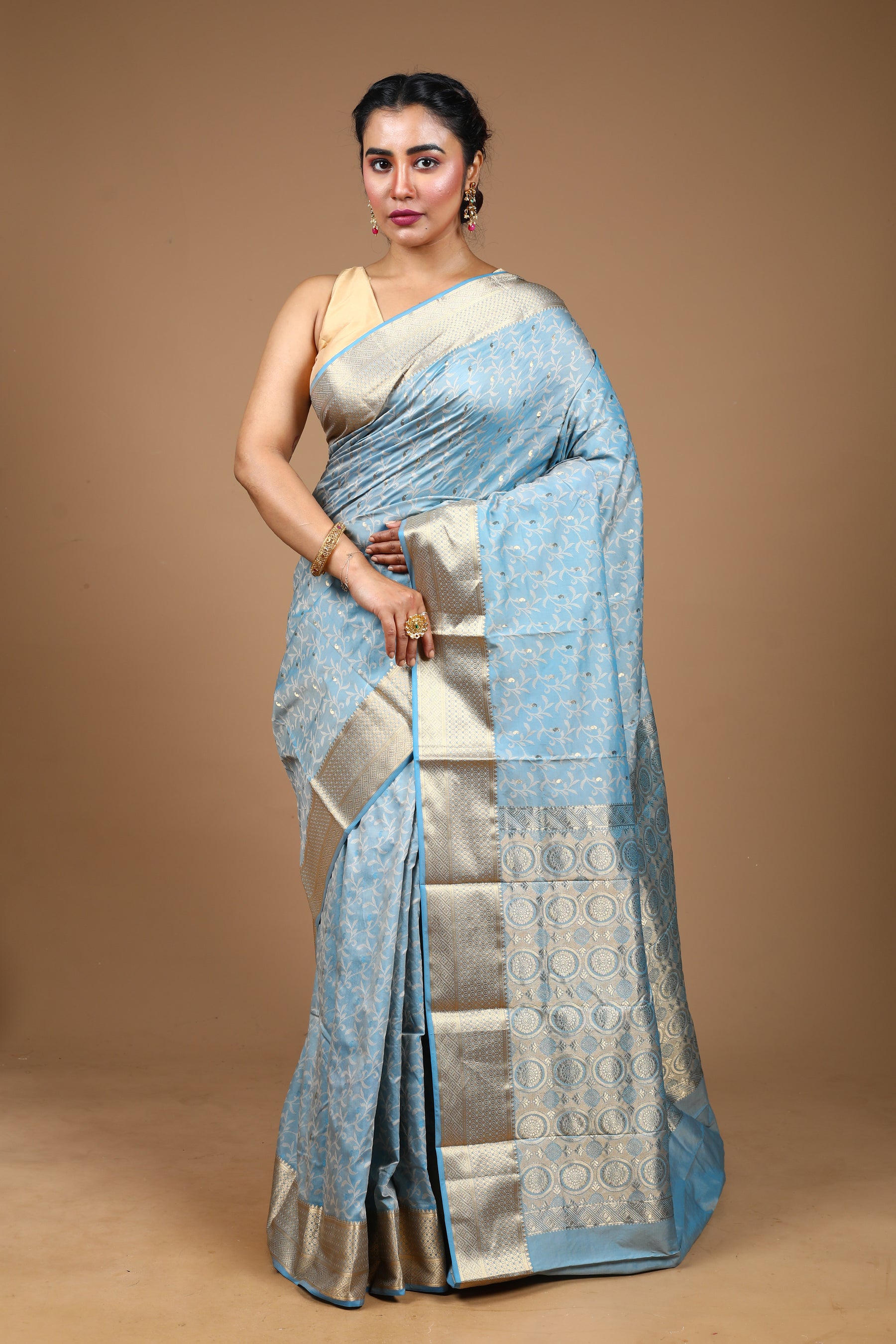 Light Blue Pure Kanjivaram Silk Saree