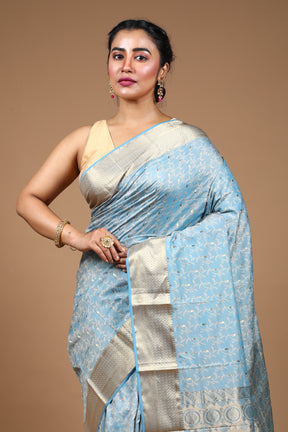 Light Blue Pure Kanjivaram Silk Saree