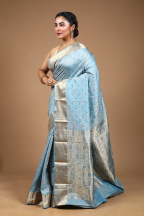 Light Blue Pure Kanjivaram Silk Saree