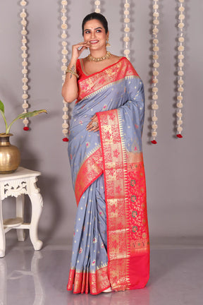 Grey Blended Kanjivaram Silk Saree - Keya Seth Exclusive