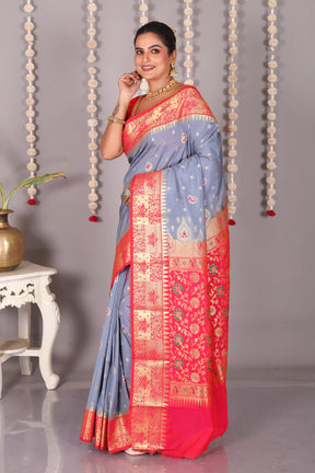 Grey Blended Kanjivaram Silk Saree - Keya Seth Exclusive