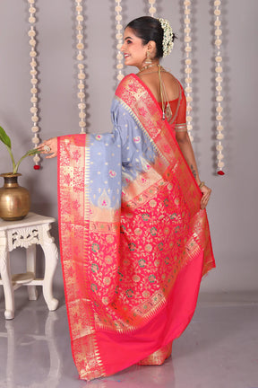 Grey Blended Kanjivaram Silk Saree - Keya Seth Exclusive