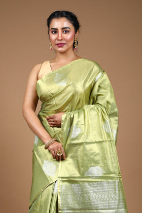 Light Green Blended Tissue Kanjivaram Silk Saree