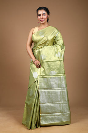 Light Green Blended Tissue Kanjivaram Silk Saree