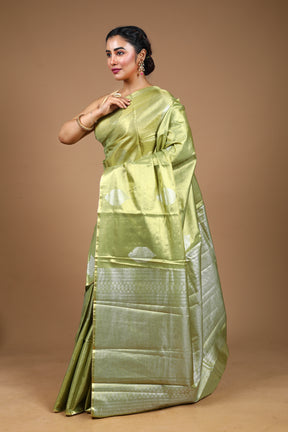 Light Green Blended Tissue Kanjivaram Silk Saree