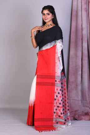 White Blended Silk Saree with Threadworks - Keya Seth Exclusive