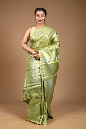 Light Green Blended Tissue Kanjivaram Silk Saree