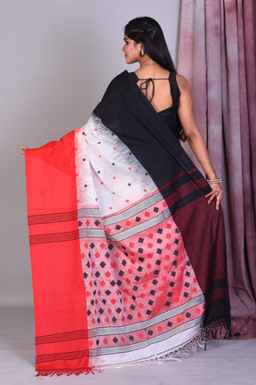 White Blended Silk Saree with Threadworks - Keya Seth Exclusive