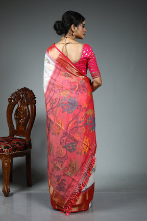 Off-white Blended Silk Saree