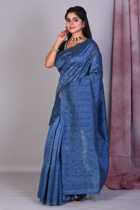 Deep Blue Blended Art Silk Saree with Sequence Work - Keya Seth Exclusive