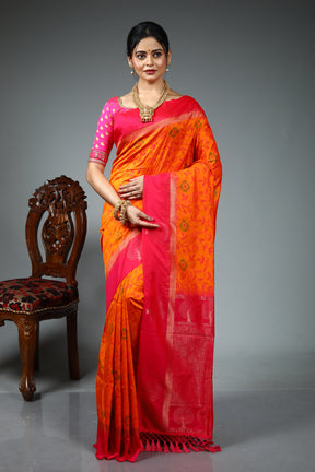 Orange Blended Katan Silk Saree