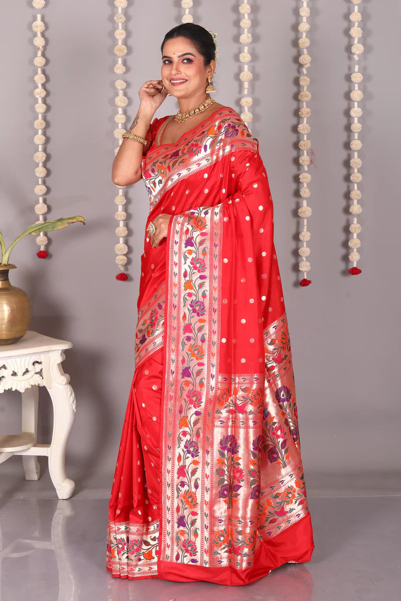 Red Pure Katan Silk Saree - Keya Seth Exclusive